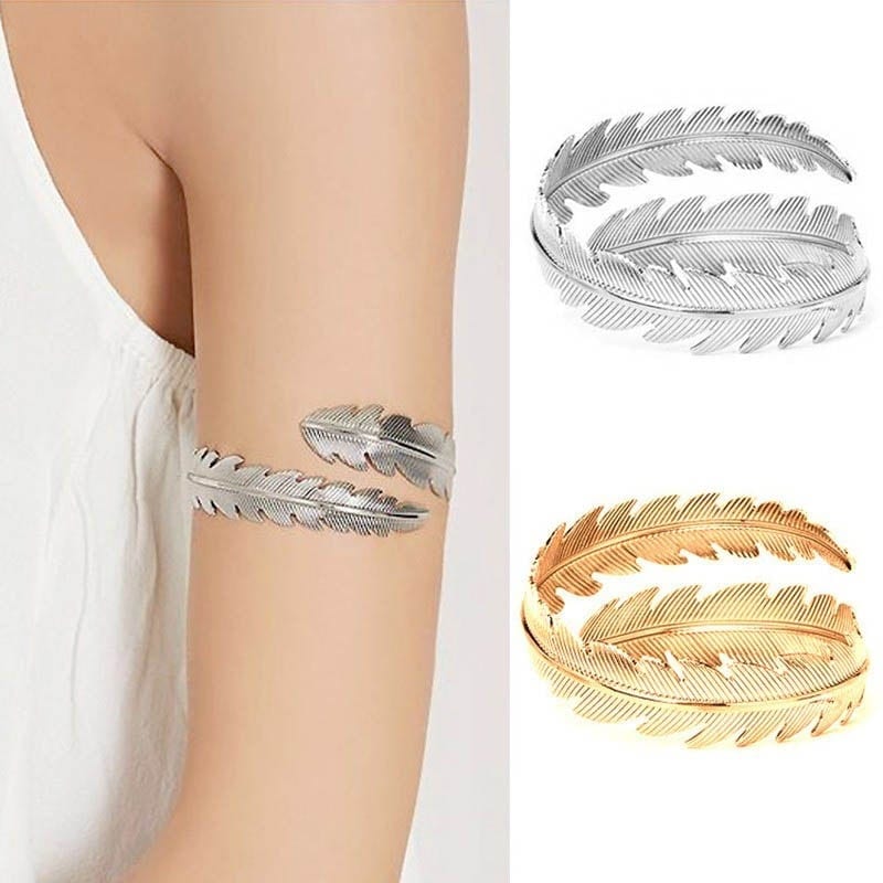 イーグルフェザー アームレット バングル 腕輪 ブレスレット 二の腕 にのうで 腕に巻く 手首に巻く アクセサリー 手 インディアンジュエリー ボヘミアン シルバー ゴールド 金色 銀色 mtr096