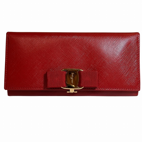 フェラガモ ヴァラリボン IR-22A900 長財布 二つ折り財布 レディース 【中古】