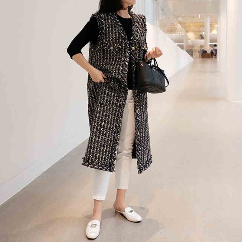 アウター ツイード ベスト ジャケット l ロング ロング丈 袖なし ノースリーブ Vネック 襟なし ストレート Iライン 前開き 厚手 かわいい 大人可愛い カジュアル 大人 上品 おしゃれ お