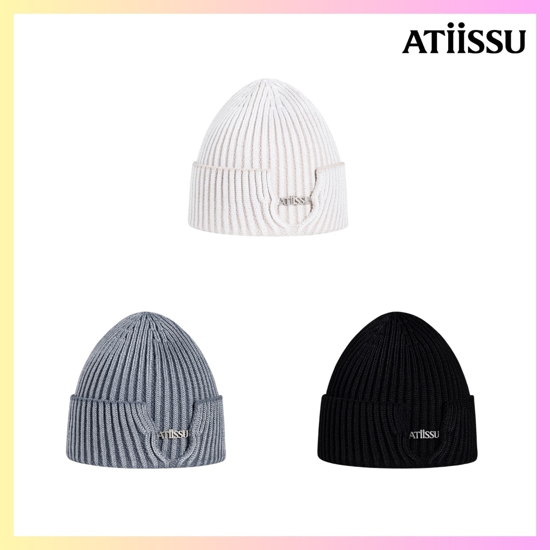 SLIT BEANIE - 3 Colors + FREE OMAKE 韓国ファッション ビーニー レディース ニット ビーニーストリート系 ニット帽
