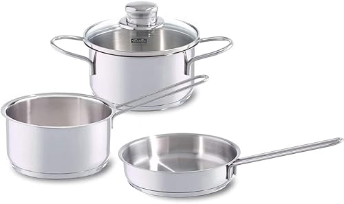 フィスラー(Fissler) 鍋セット ステンレス鍋 スナッキーセット ガス火/IH対応 キャセロール ソースパン 14cm フライパン 16cm 【日本正規販売品】 08-316-03-A シルバー
