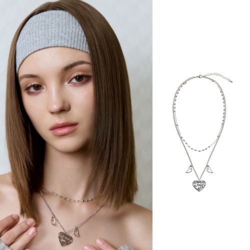 GT LOGO LAYERED NECKLACE(SILVER)