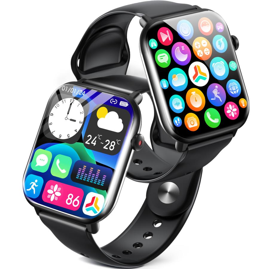 スマートウォッチ 通話機能 日本製センサー 心拍計 2.0インチ大画面 着信通知 100種運動モード 腕時計 IP67防水 iPhone Android対応 4,840円