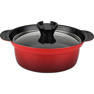 他サイト： 和平フレイズ 土鍋より軽くて丈夫 マーブルコート 卓上鍋 18cm 6号サイズ 1~2人用 IH・ガス対応 ガラス蓋付 紅丈膳 RB-1673の商品画像