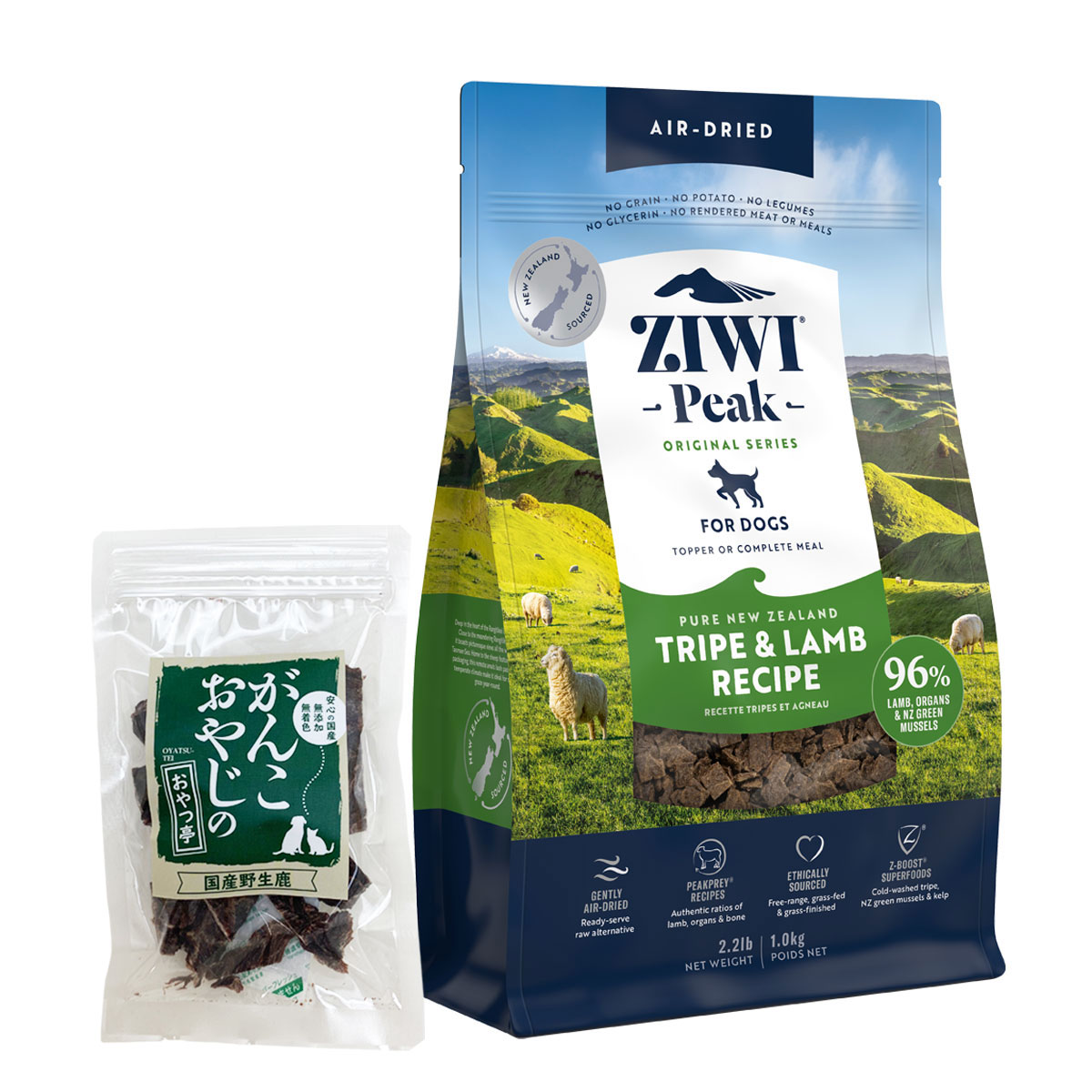 エアドライ ドッグフード トライプ＆ラム 1kg 【国産鹿肉ジャーキー20g】