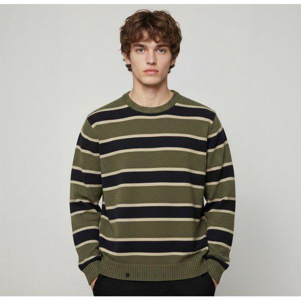 ラウンドネック マルチストライプ プルオーバー 10540-040-822-37-386