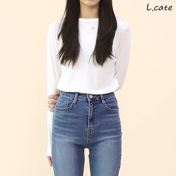女性Tシャツ LZET005 ラウンドネック リブ インナー 長袖Tシャツ