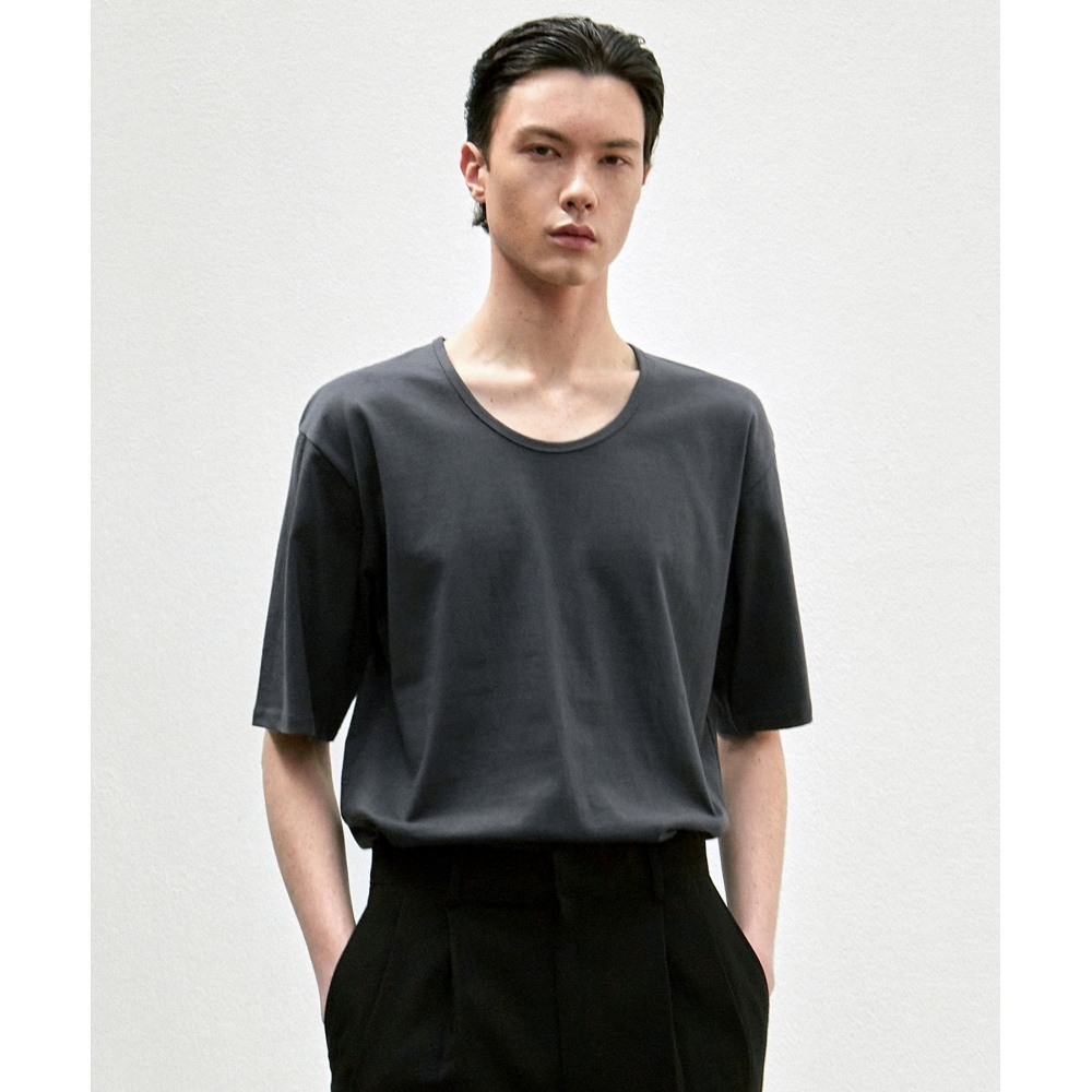 ニック&ニコールコットンプレミアム Tシャツ_チャコール