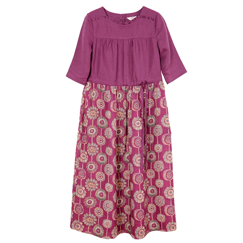 ワンピース　薄手　花柄　綿麻　レディース 体型カバー着痩せ　母の日 プレゼント 新作　お洒落 キレイめ 　夏用　涼しい20代30代40代