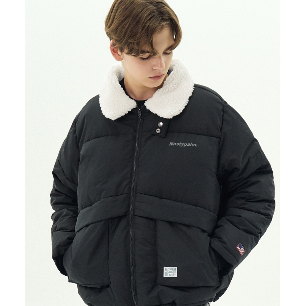 NASTY PALMユニバーサルパーカラプーパーショートパディングジャケットブラック