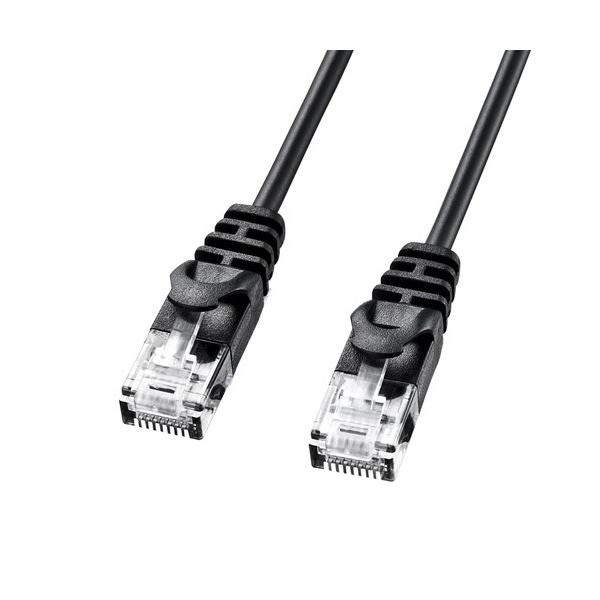 （まとめ） サンワサプライカテゴリ6準拠極細LANケーブル ブラック 2m LA-SL6-02BK 1本 (×5セット)