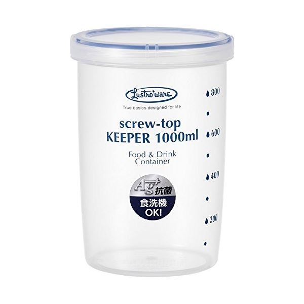(まとめ) スクリュートップキーパー/保存容器 1000ml 深型 食洗機可 冷凍保存可 抗菌 完全密封 100個セット