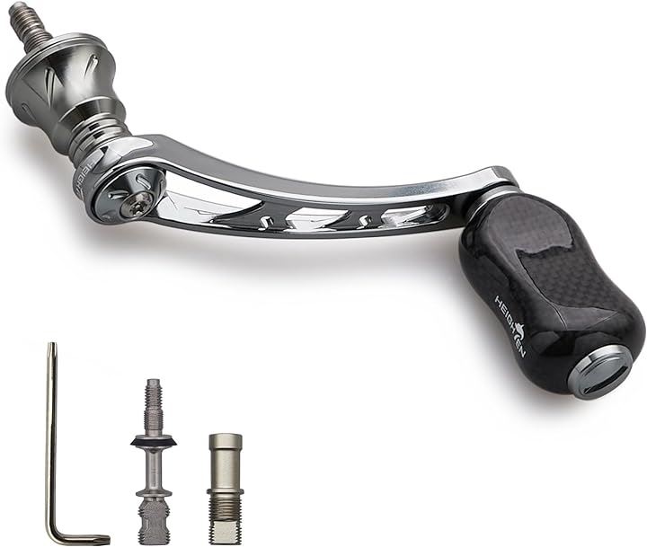 56mm リール ハンドル 21mm カーボン ノブ 搭載 シマノ ダイワ 通用 スピニングリール用 Gourd Series 829( ガンメタル)