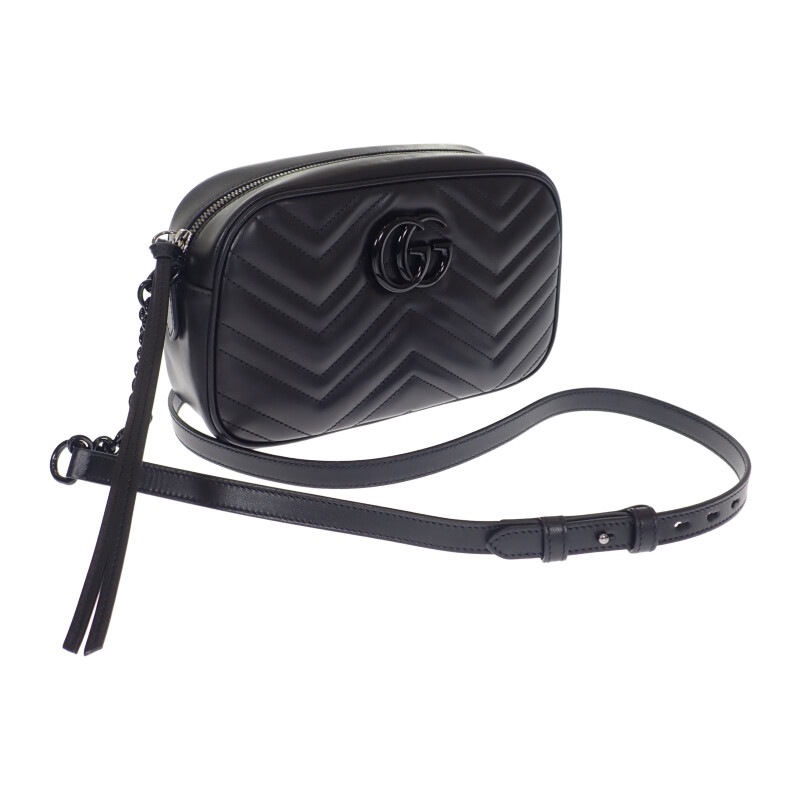 GGマーモント スモールショルダーバッグ 447632_DTDHV_1000 ショルダーバッグ レザー ブラック ブラック金具 レディース【Aランク】 104,400円