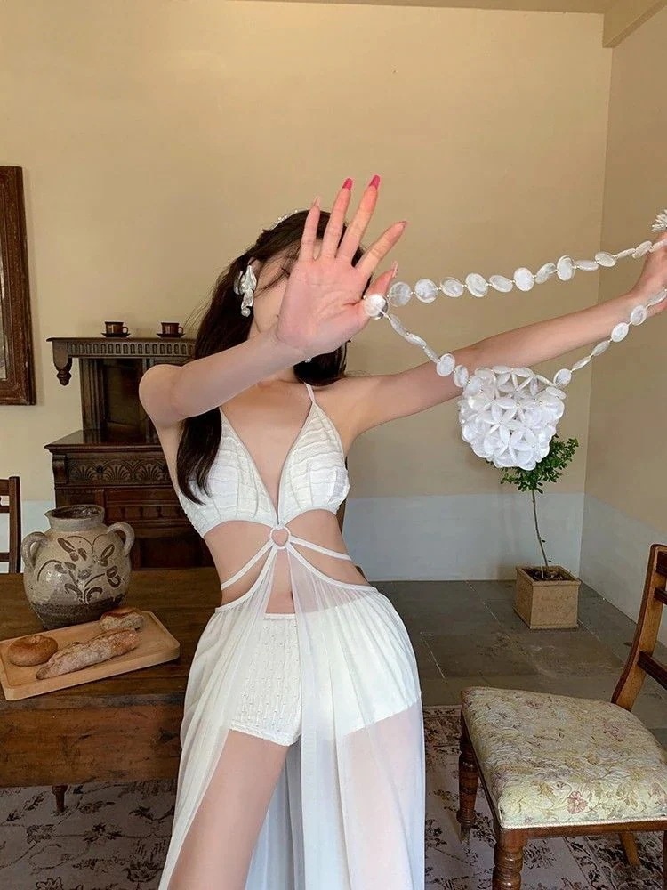 2点セット 水着ビキニ セットアップ 深さv レディースワンピースセット 温泉 セクシー 体型カバー