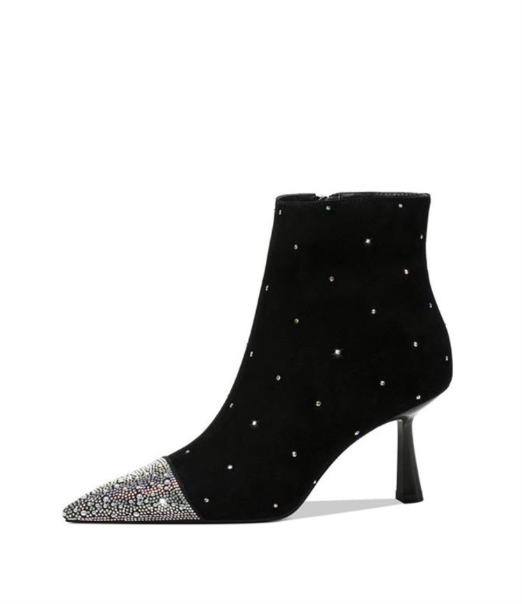 激安セール ショートブーツ 裏起毛 ウォータードリル 真珠 ポインテッドトゥ ファッションブーツ マルティンス靴 新品 カジュアル