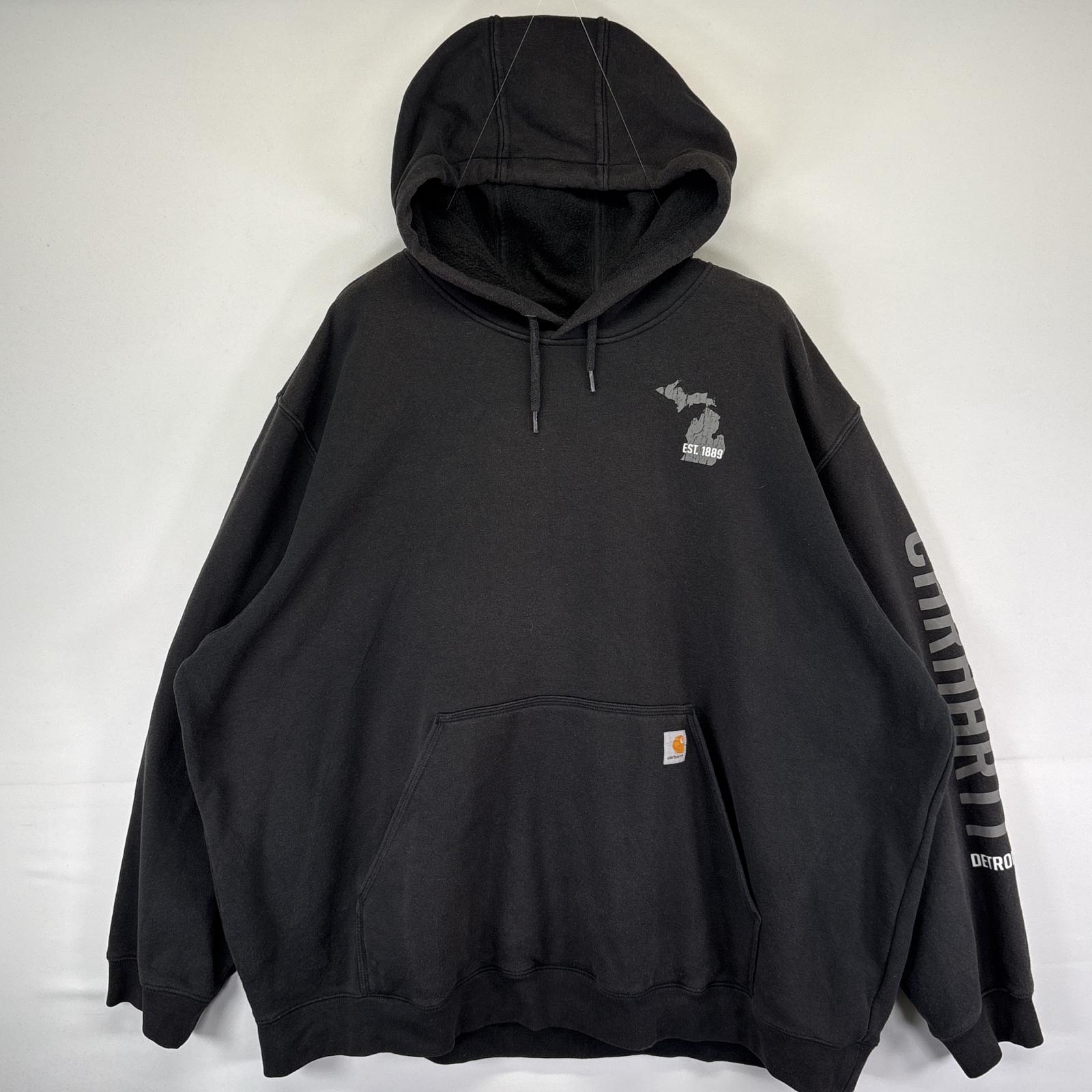 古着 パーカー スウェット プルオーバー ワンポイント 大きいサイズ 袖ロゴプリント 4XL ブラック メンズ