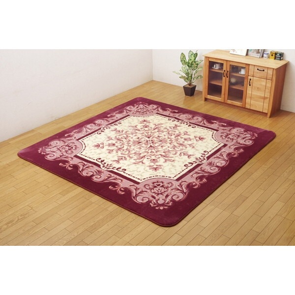 1270700283401 王朝柄 ラグ 長方形大 シャルマン ボリュームタイプ ワイン 約200×300cm メーカー直送 12,890円