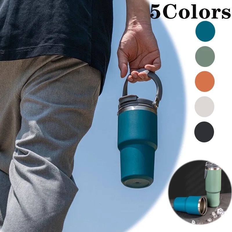 ハンドルとシリコンコースター付きタンブラーコーヒーカップステンレス鋼断熱マグカップ冷蔵1200ml40オンス - 15