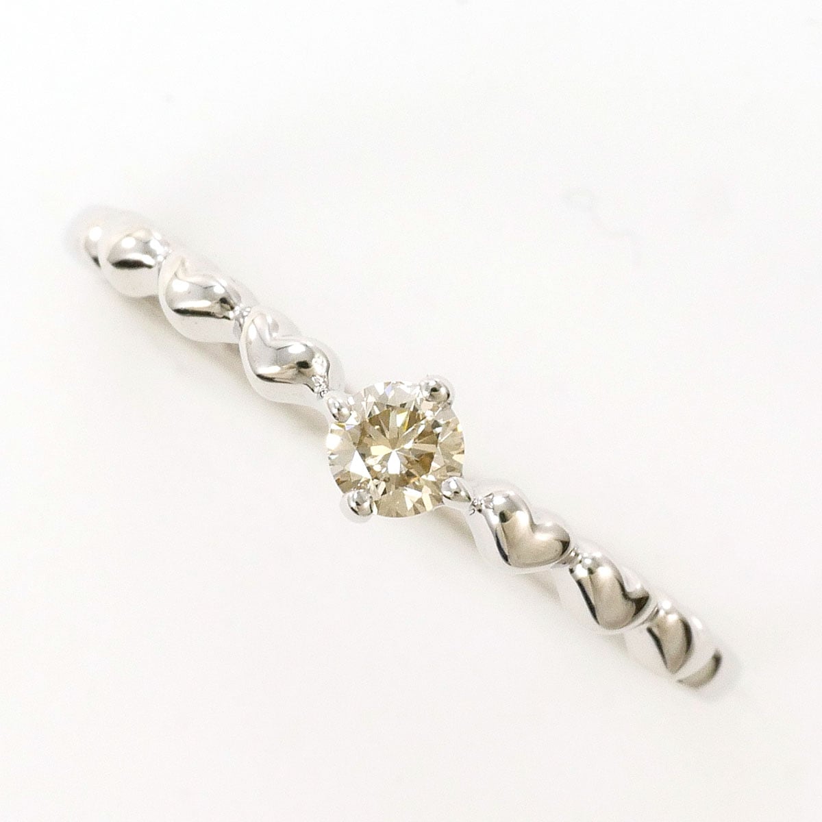 K10 10金 WG ホワイトゴールド リング・指輪 10.5号 ダイヤモンド 0.11ct 総重量約0.8g 中古