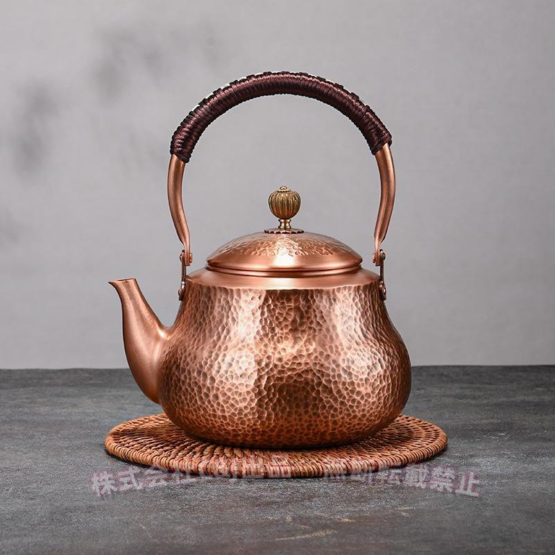 手作り 紫銅 銅製ポット お茶沸かし やかん ティーポット C&J 水がスムーズに出られる 水質を改善する 甘い水 大容量 1.5L