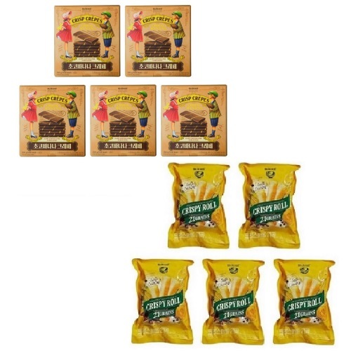 ノーブランドチョコバナナクレープ180g x5個+クリスピロール21曲220g x5個学校事務所