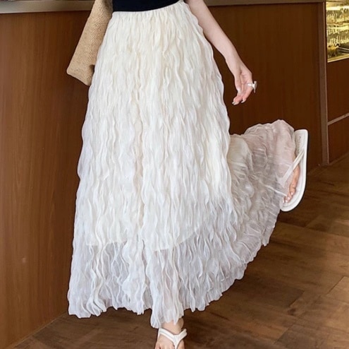 レディース スカート ボトムス フレアスカート ロングスカート ロング Aライン フェミニン プリーツ ハイウエスト かわいい 大人可愛い シンプル カジュアル おしゃれ ガーリー キュート ロリータ