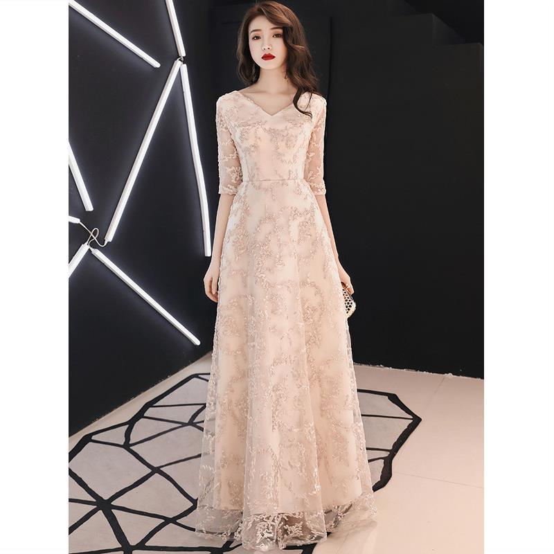 バンケットドレス2025ロング気質ホストドレス