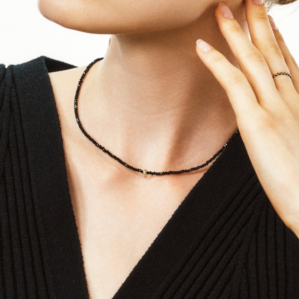 LUNNE 14k ダイヤモンドペブルナチュラルスピネルネックレス K14ゴールド #LFN17