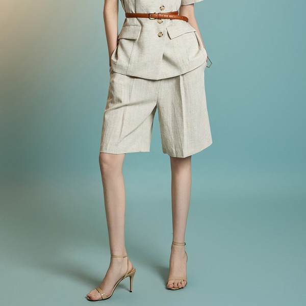 P3585 リネン ハーフ パンツ