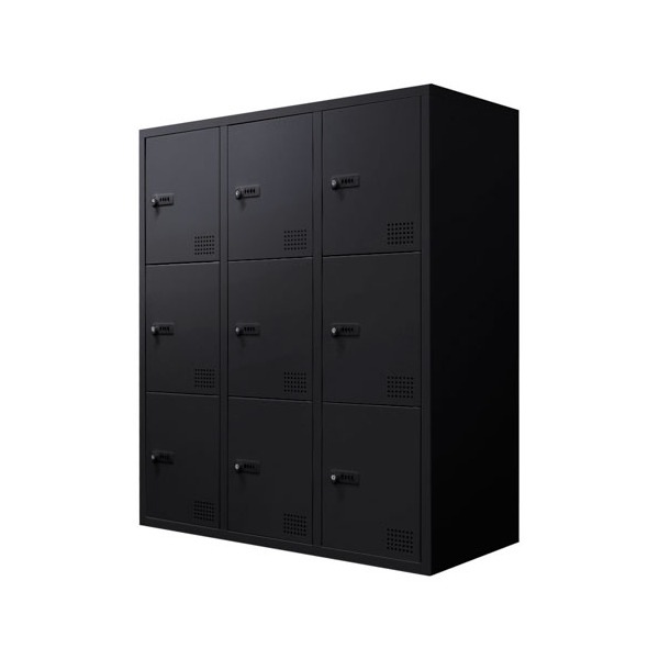 法人限定 Netforce FHD-9-W-BK ブラック FACILE (ファシル) 9人用ロッカー ダイヤル錠 幅900×奥行400mm メーカー直送