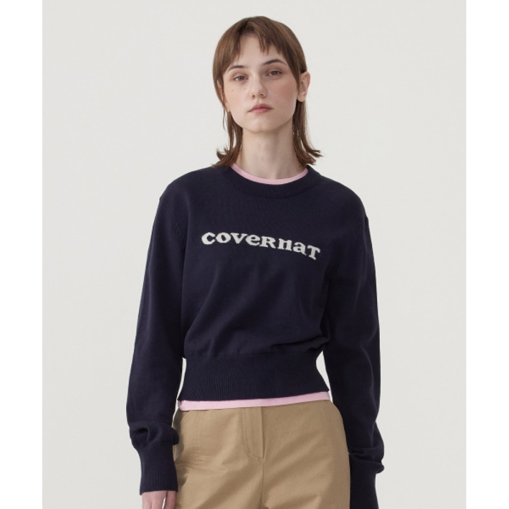 COVERNAT ウーマンウーマンクーパーロゴラウンドネックニットネイビー 12,340円