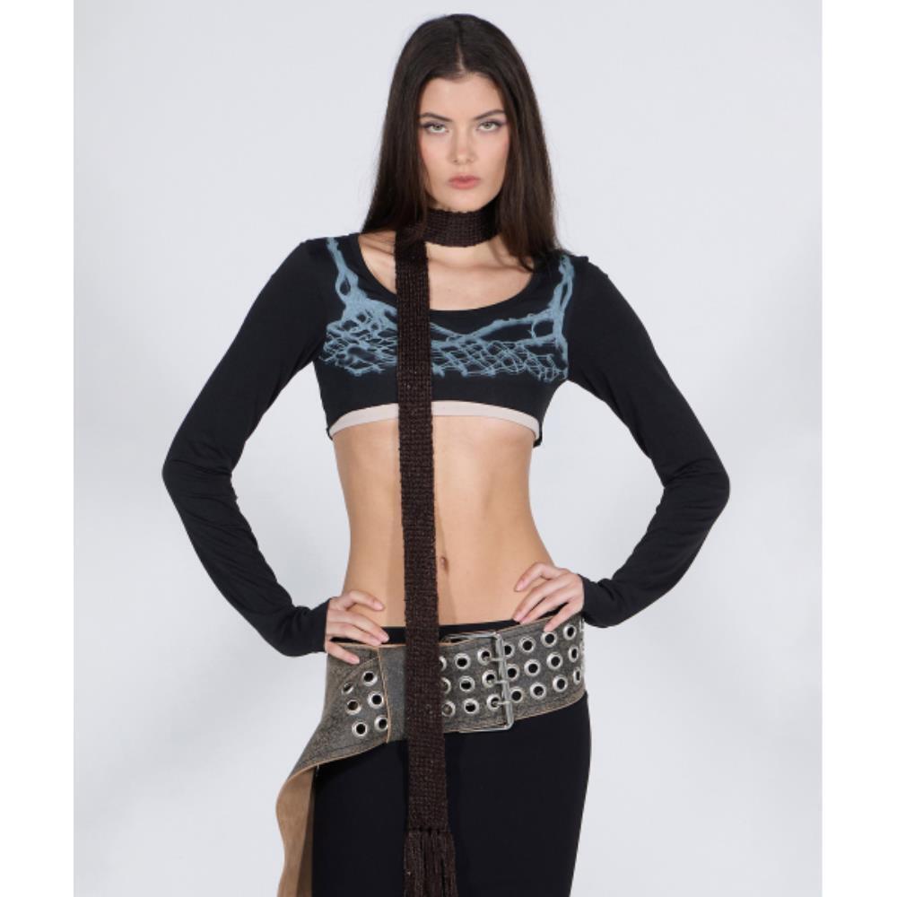 スカルプター Micro Underboob Tee Black SC24A239BK