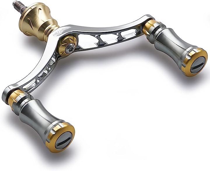 80mm リール ハンドル 15mm ノブ 搭載 シマノ ダイワ 通用 スピニングリール用 Chess Series 665(ガンメタル ＆ ゴールド)