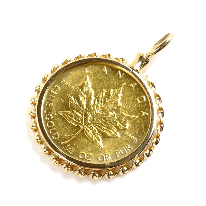 K24YG/K18YG メイプルリーフ1/4OZ ペンダントトップ 9.4g 1983 ユニセックス 中古 93,390円