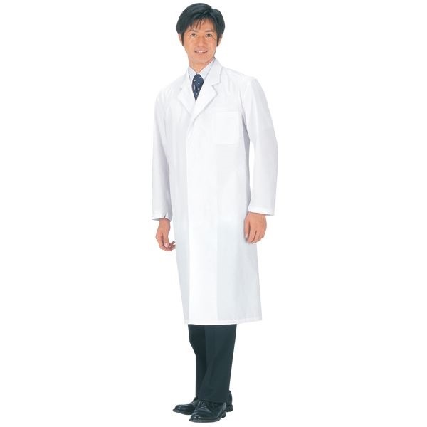 診察衣/白衣 男子用 シングル/4Lサイズ 抗菌 制電 メンズ 袖口ひも入り 胸ポケット腰ポケット