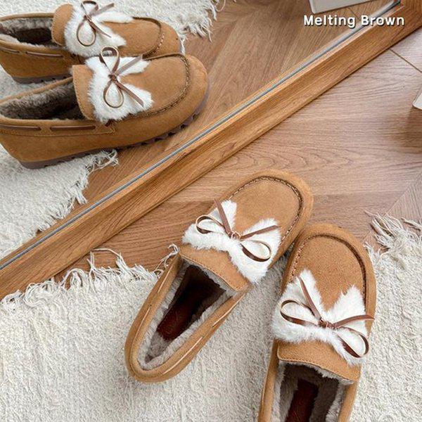 女性用冬スエードローファー ぬいぐるみシューズ SS88