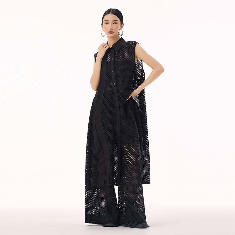 【J.Fashion】 シアーシャツ ロングブラウス 秋夏 ベストワンピース おしゃれ レディース チュニック 関連商品購入可能 メガ割