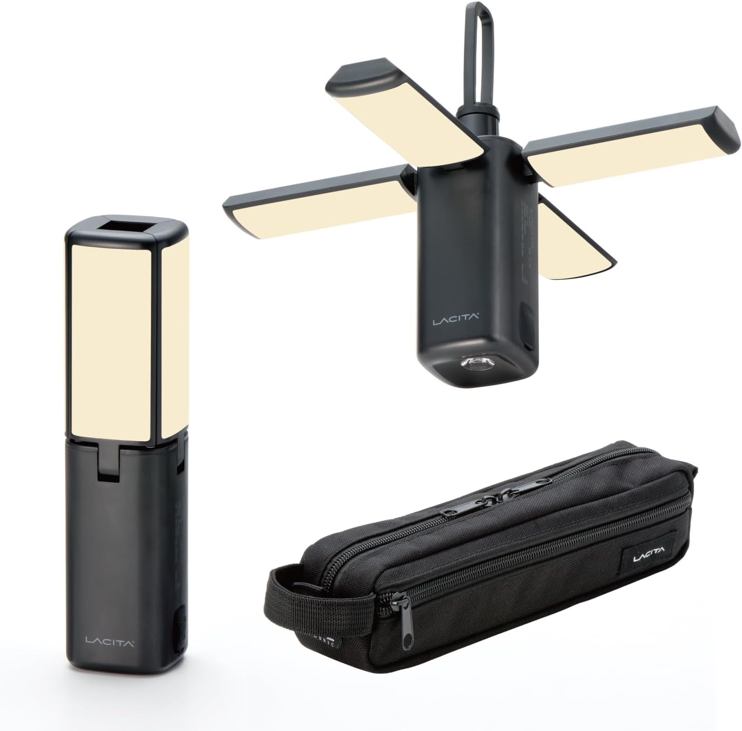 LACITA LEDランタン ポータブル 13,400mAh 充電式 キャンプ アウトドア 防災 屋外仕様 防水 小型 明るい 電球色 暖色 蛍光色 昼光色 EL BRIGHT 1 (ブラック) 8,383円