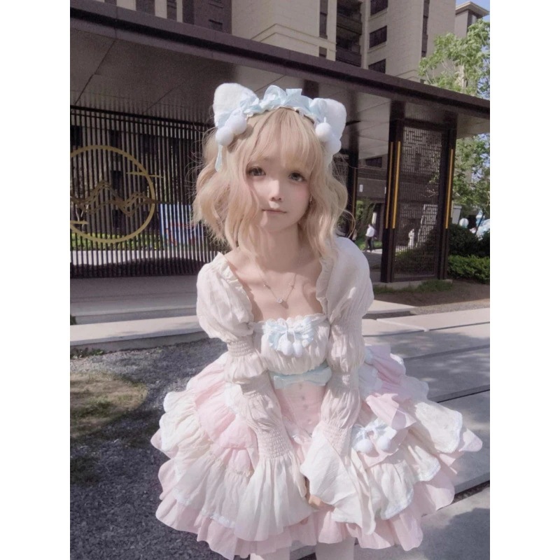 フレンチ風 初恋 甘いロリータ 誕生日ドレス ウエスト強調 ふわふわワンピース 5,679円