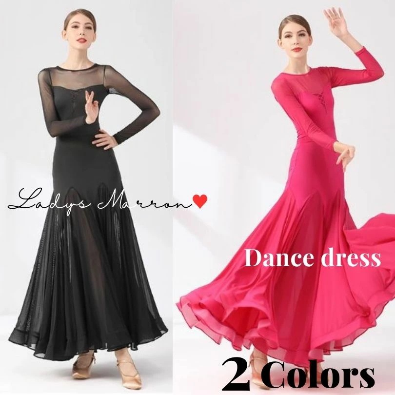 6月の新製品利用可能なポイント パーティードレス 社交ダンスドレス 社交ダンス衣装 黒 白 スタンダード レディース 社交ダンスワンピース ステージ衣装 舞台衣装 ダンスドレス ダンスウェア 競技用の