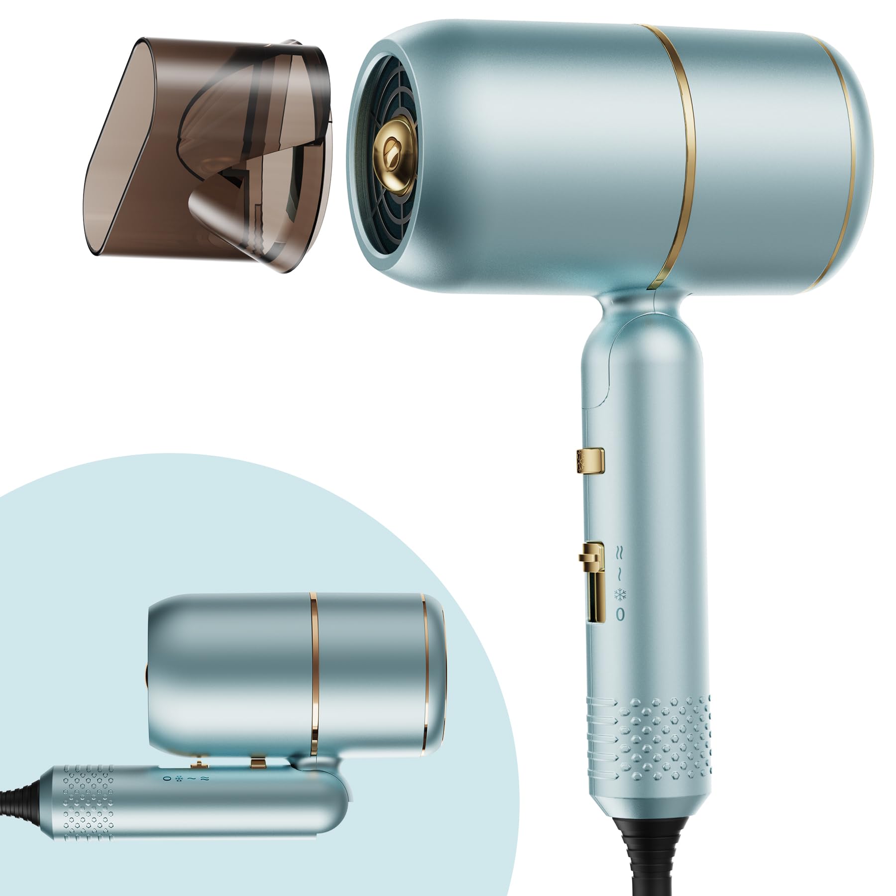 【2023年春夏発売・水縹色】Nobelbird ドライヤー 大風量 ヘアドライヤー マイナスイオン 速乾 1500W 冷熱風切替 57℃恒温 3段階調整 折り畳み 静音 軽量 ヘアサロン級 ヘアケア