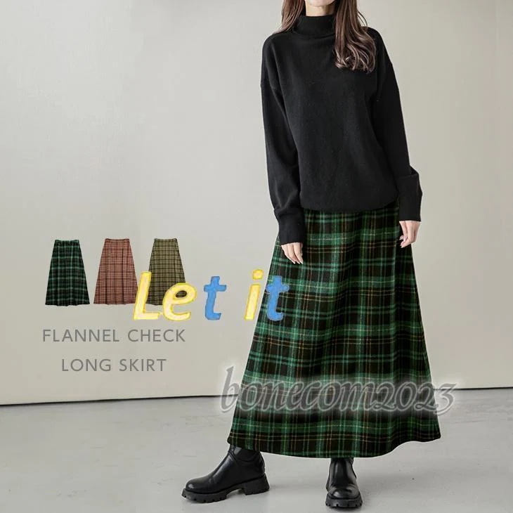 スカート ロングスカート チェック柄 ネルチェック Aライン ロング丈 ボ 5,680円