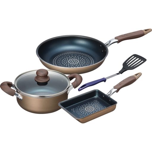 和平フレイズ ダイヤモンドコート フライパン 【セットG】 フライパン 26CM & 両手鍋 20CM & 玉子焼き 13×18CM & ターナー ブラナーノII MB-2400