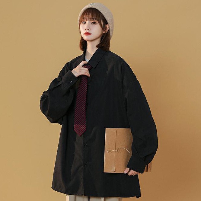 黒 シャツ レディース 長袖 インナー アウター ゆったり 学生 レディース シャツ レディース トップス740