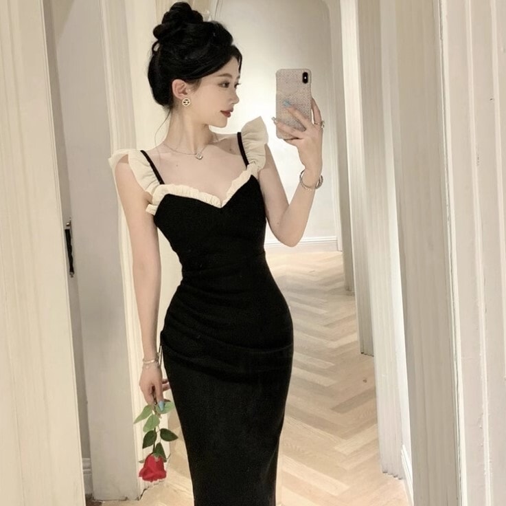 ワンピース ワンピドレス ロング丈 フライングスリーブ かわいい 大人可愛い きれいめ カジュアル 大人 上品 おしゃれ お洒落 かっこいい 大人女子 ラブリー キュート ガーリー 個性的 クール