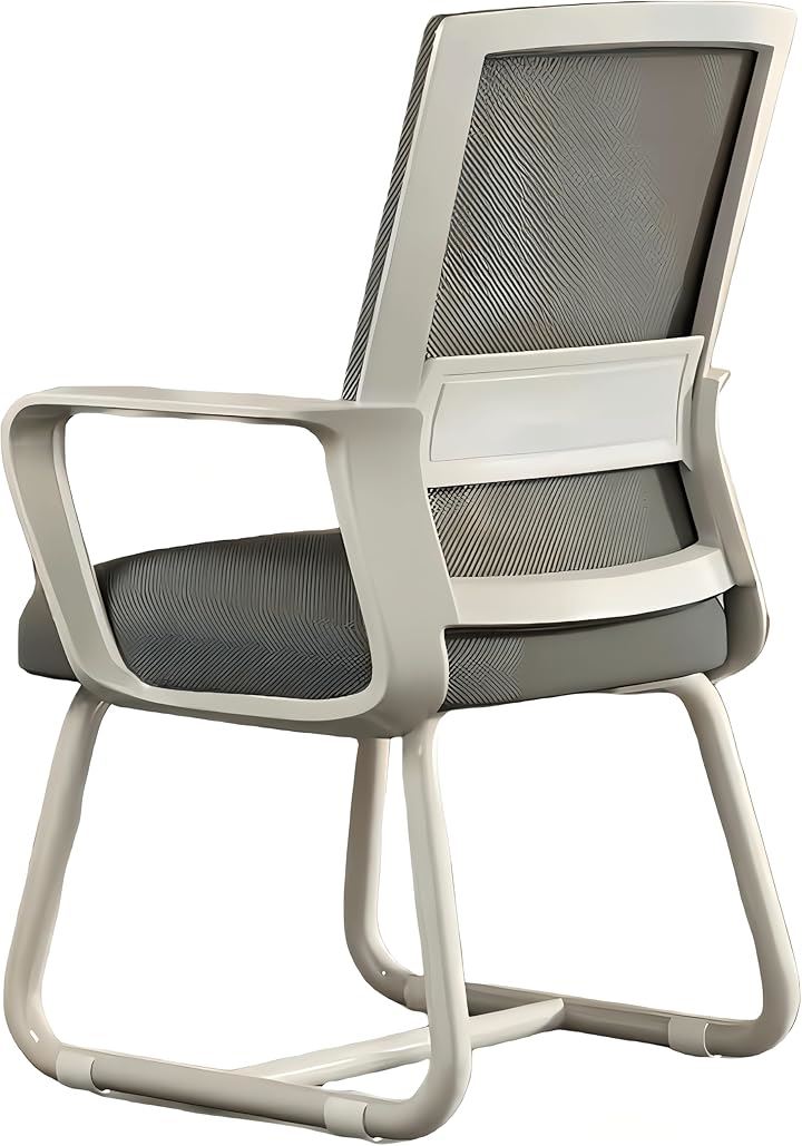 オフィスチェア ミーティングチェア デスクチェア メッシュ背もたれ 通気性 会社 会議 講習 組立簡単 高反発座面 事務椅子(グレー+ホワイト, 52x49x93cm)