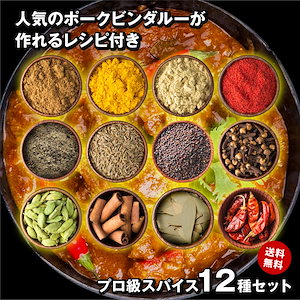 【レシピ付】 カレー プロ級 スパイス 12種 セット チャック袋入 スパイスカレー 手作りカレー チキンカレー クミン クローブ コリアンダー マスタードシード カルダモン シナモン ブラック