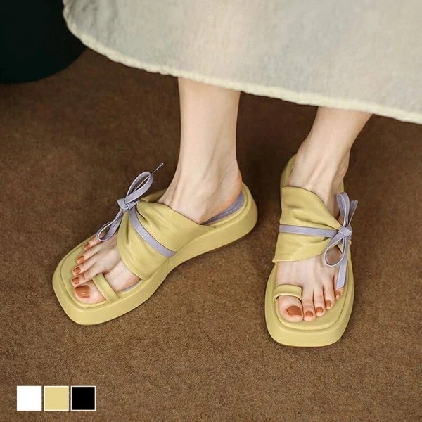 【20点セット】【送料無料】厚底サンダル レディース 厚底 歩きやすい リボン 配色 スリッパ スクエアトゥ 夏 通気性 美脚 涼しい スポーツサンダル スポサン 靴 シューズ 大きいサイズ 軽い 旅