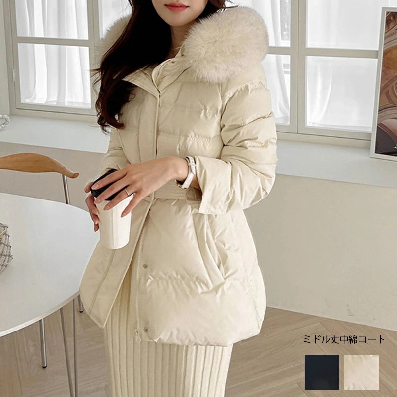 中綿コート レディース ミドル丈 アウター 軽い 暖かい コート ジャケット 中綿 キルティングジャケット きれいめ フード付き 襟付き ダウンコート フェイクダウン 薄手 軽量 大きいサイズ ライト